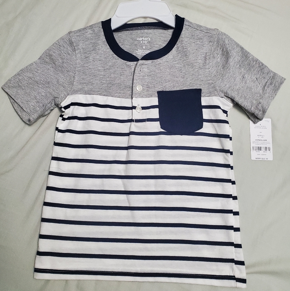 Carters Boys Striped Color Block Tee w/poc…